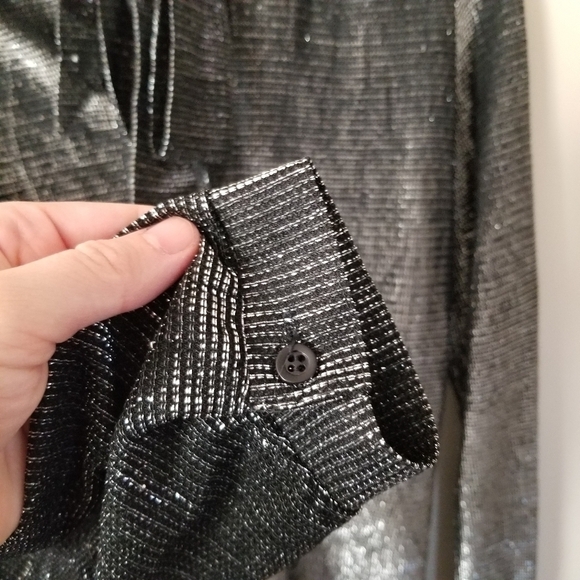 Vintage Koret Glitter Top Long Sleeve Bow Detail Neckline In Vintage Size 14 - Picture 2 of 10